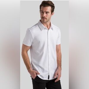 BYLT Executive Fit Short Sleeve Button-Up Shirt White Men's Size Medium
